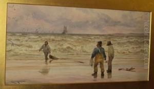 Fishermen On The Shore Gathering Driftwood Fishermen On The Shore Gathering Driftwood