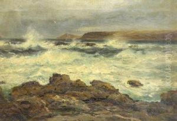 Rough Seas Off A Rocky Shore - view 1