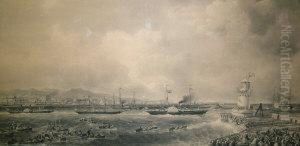 Exh 1880-- "the Departure Of The Queen And Royal Squadron by Charles Mottram