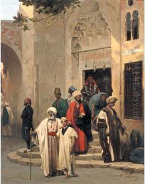 Personnages Sortant D'une Mosquee - view 1