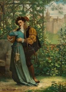 A Park Scene With A Kissing Couple