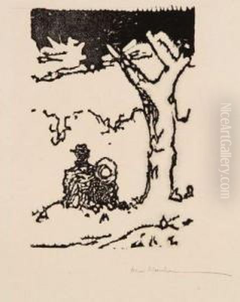 Homme Et Enfant Assis Sous Un Arbre - view 1