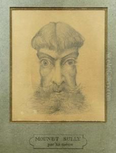 Portrait De Sarah Bernhardt Et Autoportrait by Jean Mounet-Sully