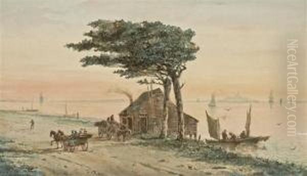 View On Long Island Sound With Bay, House And Carriages - view 1