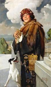 A Portrait Of A Lady With Her Dog by Arnold Mountfort