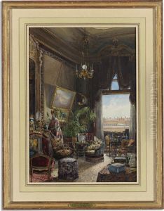 A Salon In The Winter Palace Overlooking The Hermitage by V. Mouravieff