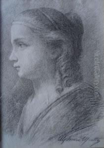 Portrait De Jeune Fille by Alphonse Moutte