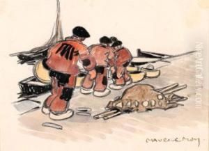Trois Pecheurs Sur Le Quai