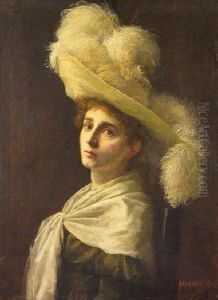 Woman Wearing A Plumed Hat by Richard Thomas Moynan