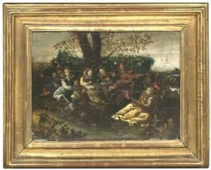 Outdoor Merry Company. Oil/panel by Anton Mozart