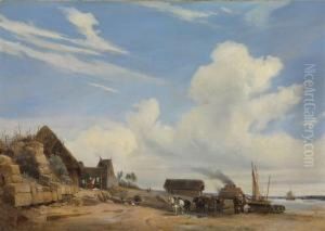 Bord De Mer A Trouville by Charles Louis Mozin