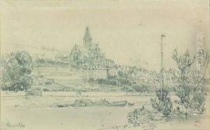 Vue De Mantes by Charles Louis Mozin
