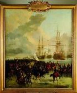" Prise De La Flotte Anglo-batave, Arrete Par Les Glaces Dans Les Eaux Du Texel Pendant L'hiver De 1795 ". by Charles Louis Mozin