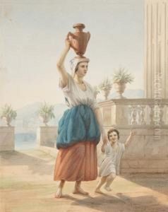 Wassertragerin Mit Kind by Karl Anton Heinrich Mucke
