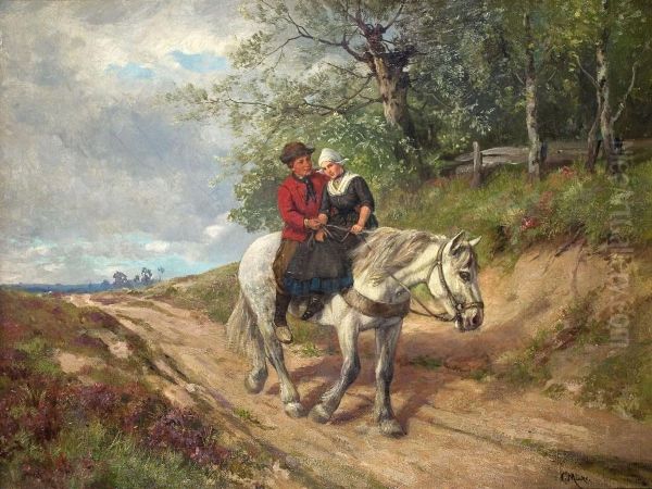 Junges Paar Auf Einem Schimmel - view 1