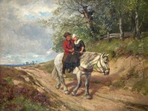 Junges Paar Auf Einem Schimmel by Karl Emil Mucke
