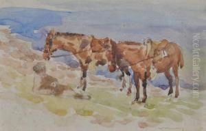 Farmer Andhorses At Rest by William Jabez Muckley