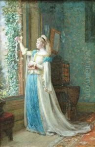 Study Of Alady, Standing Before A Window by William Jabez Muckley