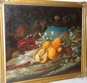Oranges And Blossom On A Table