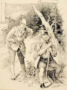Jager Und Jagdgehilfe Im Wald Jager Und Jagdgehilfe Im Wald