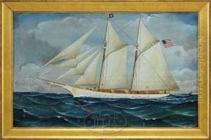 Portrait Of A Two-masted Schooner by Otto Muhlenfeld