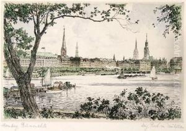 Binnenalster In Hamburg Mit Blick Auf Die Altstadt - view 1