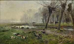 Niederrheinische Landschaft Mit Kopfweiden