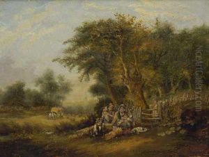 Rastende Bauernfamilie Im Schatten Der Baume by Meno Muhlig