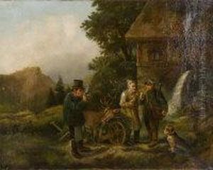Scenes With Figures And Dogs With Game & Fox