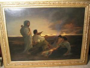 Zigeunerfamilie In Der Puszta In Der Abenddammerung