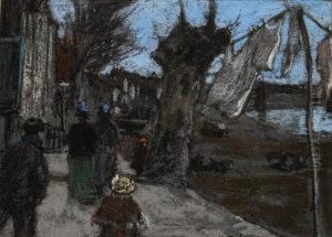 Washing Day By A Busy Street by Henry Muhrman