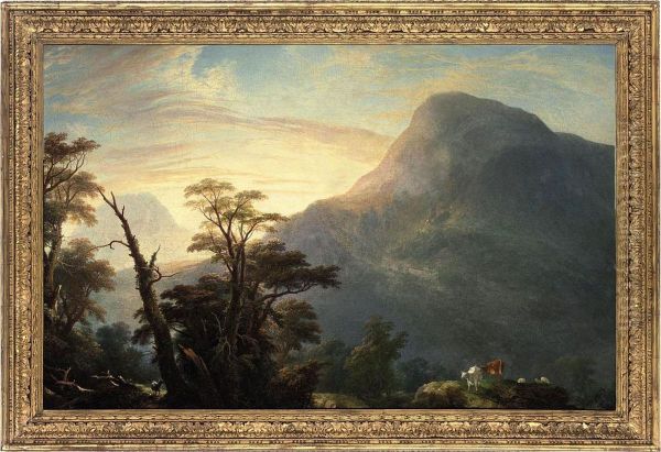 A Mountainous Landscape With Cattle - view 1