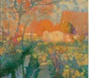 Chaumiere Et Cours D'eau A L'automne Chaumiere Et Cours D'eau A L'automne