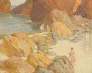 Children On A Rocky Coast by Frederick John Mulhaupt