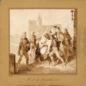 A Pair Of Sceneries Depicting The Death Of Buondelmonte Inflorence A Pair Of Sceneries Depicting The Death Of Buondelmonte Inflorence