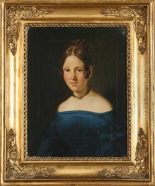 Portrait Of A Woman In A Blue Dress - view 1