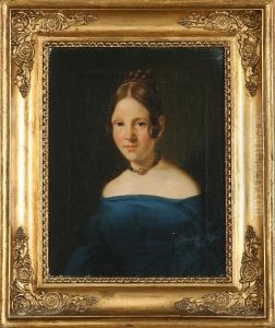 Portrait Of A Woman In A Blue Dress by Adam Muller