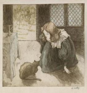 Fillette Au Chat by Alfredo Muller