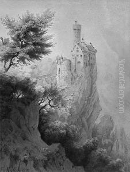 Muller, F. "idealansicht Einer Burg Auf Dem Falkenstein Bei Pfronten". Aquarell, Rucks. Bleistiftstudie "landschaft". Sign. Und Dat. 1870. Ba 19 X 14 Cm. Rahmen. - Dazu: "ettaler Mandl". Aquarell. Undeutlich Sign., Betitelt. Gebraunt. 13 X 17 Cm. Rahmen - view 1