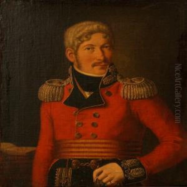 Portrait Of A Naval Officer In Red Uniform - view 1
