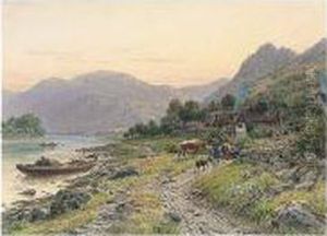 A Woman With Cattle In A Continental Landscape
