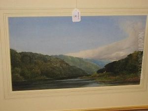 Landscape Of A Lake In Moorland, Possibly A View On The Dart According To Label Verso by Edmund Gustavus Muller