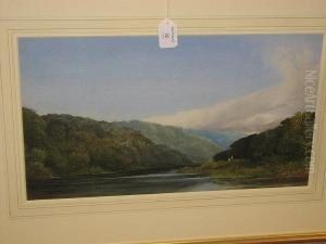Lanscape Of A Lake In Moorland, Possibly A View On The Dart According To Label Verso by Edmund Gustavus Muller