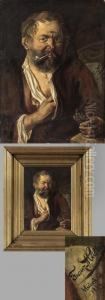 Zecher Mit Tabakspfeife by Franz Adolf C. Muller