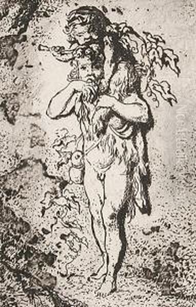 Kleiner Satyr Mit Panskind Auf Den Schultern - Der Faun Mit Seinen Kindern - view 1