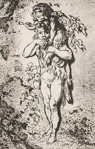 Kleiner Satyr Mit Panskind Auf Den Schultern - Der Faun Mit Seinen Kindern by Friedrich Muller