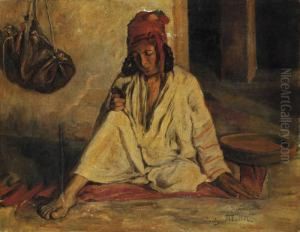 Femme Bedouine Assise Dans Un Interieur
