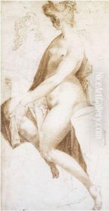 Seated Female Figure, Possibly Venus, With Another Figure Outlinedbehind by Jan Harmensz. Muller