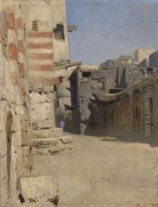 Birket El-kherum Street In Cairo by Leopold Carl Muller