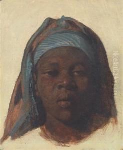 Jeune Egyptienne Auvoile Bleu by Leopold Carl Muller